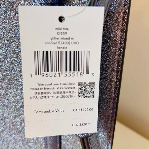 Kate Spade Purse Kenzie Glitter Small Tote Candied Flower - Picture 6 of 10